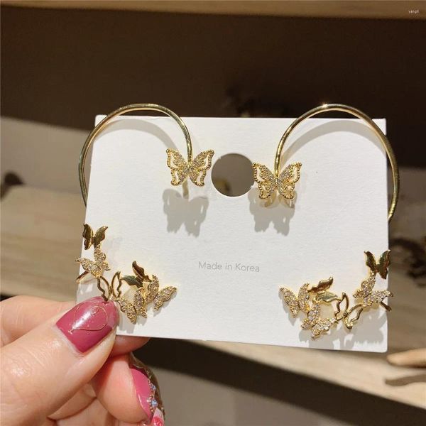 Boucles d'oreilles en peluche 2024 Golden Butterfly Ear Bone Clip Fashion Jewelry Creative Holiday Style Gift Comed pour les femmes.