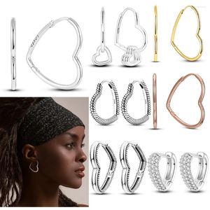 Boucles d'oreilles pendantes en argent 2024 en forme de cœur scintillant, bijoux colorés à la mode, cadeau pour femmes et filles, fête de fiançailles, 925