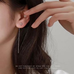 Boucles d'oreilles pendantes pour femmes, tendance coréenne, fil Long, pompon, chaîne en fil, étoile d'escalade, perles, pendentifs, goutte, bijoux suspendus droits, 2024