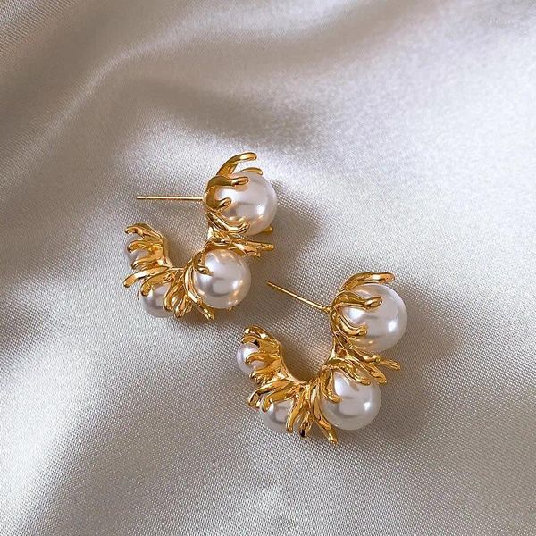Boucles d'oreilles pendantes au Design coréen, bijoux à la mode, plaqué or 14K, perle C, accessoires de fête élégants pour femmes, 2024