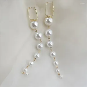 Pendientes colgantes 2024 Manual coreano con cuentas grandes y pequeñas perlas simuladas forma de uva gota larga para mujeres accesorios de moda para las orejas