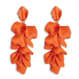 Boucles d'oreilles pendantes en acrylique, longues pétales de Rose, fleur exagérée, pompon Floral pour femmes et filles, 2024