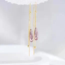 Boucles d'oreilles en peluche 2024 longs métalliques Fine Crystal Drop Drop Trendy Water Modeling Women Jewelry