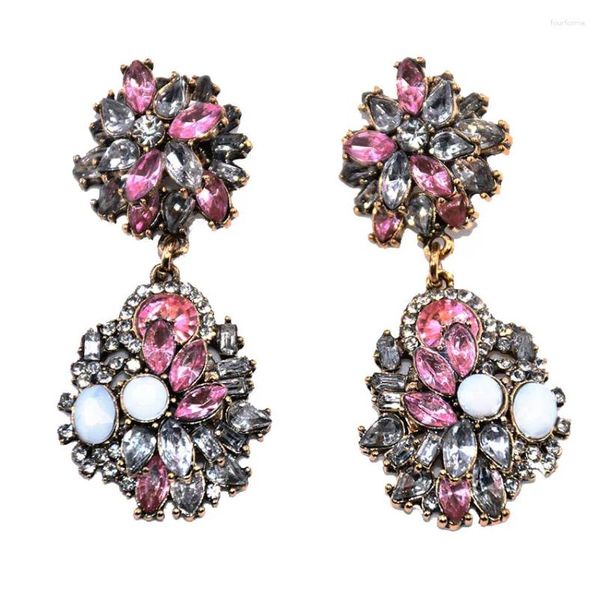 Boucles d'oreilles pendantes en cristal et strass pour femmes, grandes boucles d'oreilles ethniques, Vintage, longues, bijoux féminins, 2024