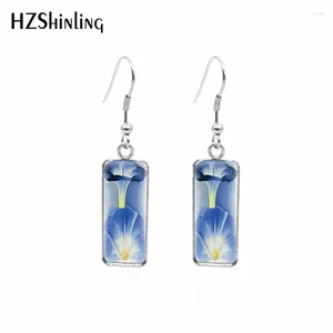 Boucles d'oreilles en peluche 2024 Nature Fleurs bleues rectangulaires boucles de fleur de fleur