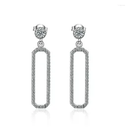 Boucles d'oreilles pendantes en argent sterling 2024 S925, 80 mm de long, en zircon rectangulaire, pour femmes, breloque à la mode, cadeau de mariage, de saint-valentin, bijoux