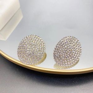 Boucles d'oreilles pendantes à géométrie circulaire pour femmes, bijoux de luxe, goutte, mode polyvalente, cristal fin et brillant, 2024