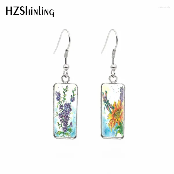 Boucles d'oreilles en peluche 2024 Chanson de The Larkspur Rectangulaire Brouille à oreilles ART ART ART CHOCK VERRE CA