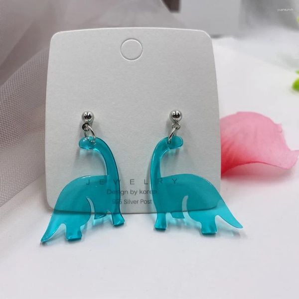 Pendientes colgantes 2024 estilo Color lindo colorido Animal acrílico pequeño dinosaurio para niñas mujeres niños regalo de cumpleaños joyería encantadora