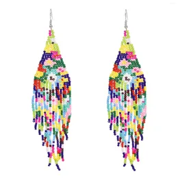 Boucles d'oreilles pendantes très longues pour femmes, perles colorées, style Boho, graine ethnique, perles, Tribal africain, fête festive, bijoux Hyperbole, 2024