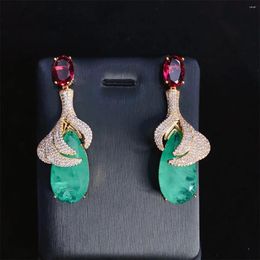 Boucles d'oreilles pendantes en Zircon tridimensionnel, feuille de fleur pour femmes, détails exquis de styliste, 2024