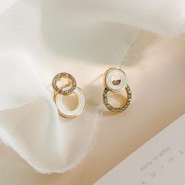 Boucles d'oreilles pendantes 2024, anneau rond Nem pour femme coréenne, personnalité Simple, elfe rouge en filet, 100