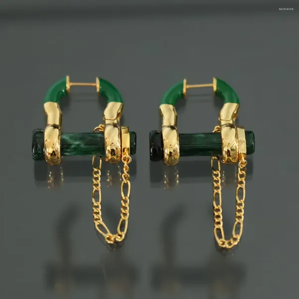 Boucles d'oreilles pendantes pour femmes, tendance, qualité supérieure, vert ambre, marque de styliste, bijoux de luxe, cadeau de fête, 2024