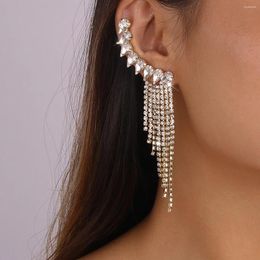 Boucles d'oreilles pendantes pour femmes, Clip en strass Lux, Long pampille, goutte d'eau, tendance, pour bijoux, 2024, QD-18