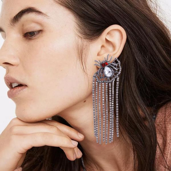 Boucles d'oreilles en peluche 2024 vintage gothique zaa cristal araignée pour femmes banquet de luxe de luxe bijoux accessoires en gros