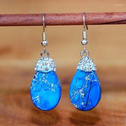 Boucles d'oreilles en peluche 2024 Femmes Luxury Stands Natural Stones Teardrop for Designer Elegant Gift Jewelry Drop