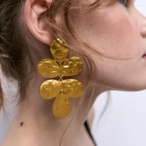 Boucles d'oreilles pendantes en métal pour femmes, en forme de trèfle doré, déclaration géométrique africaine, rétro Punk, grande goutte, bijoux, 2024 ZA