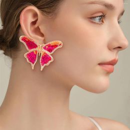 Boucles d'oreilles pendantes 2024 ZAA Boho, perles de rocaille en métal, paillettes papillon pour femmes, mode bijoux de fête de vacances, cadeaux