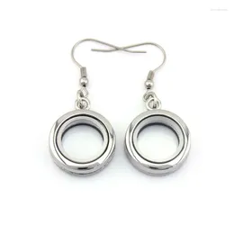 Boucles d'oreilles pendantes en alliage de 20mm, médaillon rond, breloques flottantes, boucles d'oreilles en cristal pour femmes, cadeaux de noël