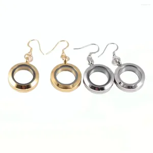 Boucles d'oreilles pendantes en acier inoxydable de 20 mm, vis torsadée, médaillon en verre à mémoire de vie, breloques flottantes, goutte d'oreille pour femmes, bijoux cadeau