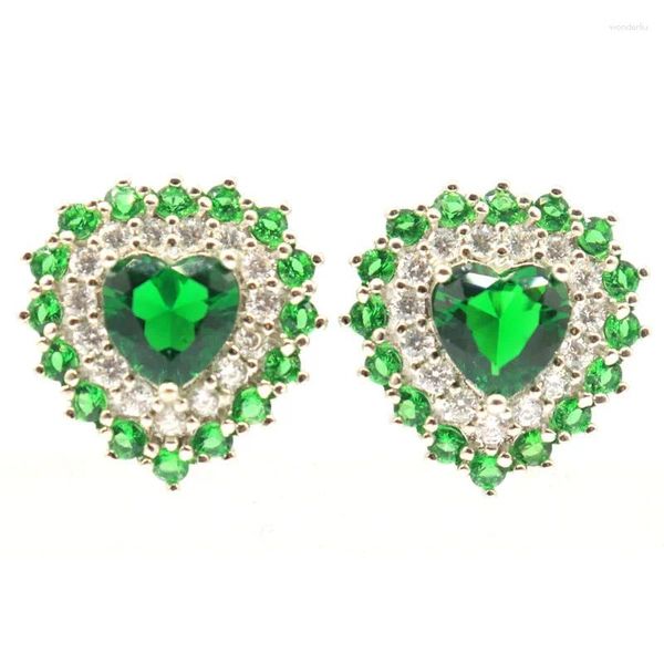 Boucles d'oreilles pendantes 20x19mm, haute tendance, polies et brillantes en forme de cœur, bleu riche, aigue-marine, vert émeraude, blanc, CZ, argent de fête pour dames