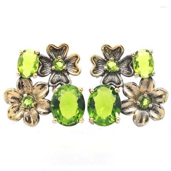 Pendientes colgantes de 20x20 mm, impresionante peridoto verde, topacio azul suizo, Londres, mujeres, negro, dorado, plateado, uso diario