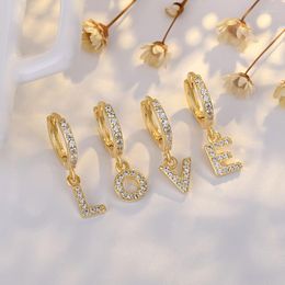 Boucles d'oreilles pendantes avec 26 pendentifs de l'alphabet anglais pour femmes, bijoux de luxe en Zircon brillant, cadeaux de fiançailles et de mariage