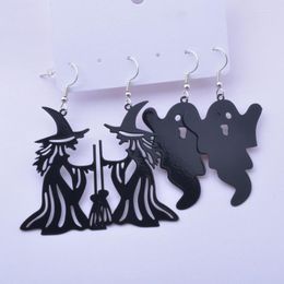 Boucles d'oreilles pendantes 2 paires/ensemble Halloween ensemble de boucles d'oreilles sorcières noires fantômes goutte pour femmes et hommes