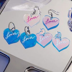 Boucles d'oreilles pendantes en acrylique, 2 pièces, faisceau Laser en forme de cœur, étoile fille Y2k Taylor Swift, bijoux rectangulaires, choses mignonnes pour