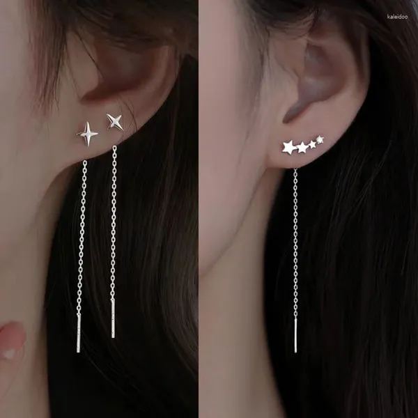 Boucles d'oreilles pendantes 2 pièces tendance fil long gland chaîne de fil escalade étoile coeur perles pendentifs goutte femmes boucles d'oreilles suspendues droites bijoux