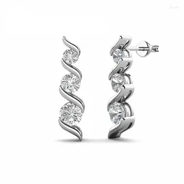 Boucles d'oreilles pendantes en argent Sterling 3.2, 3.2 Ctw, diamant Moissanite, goutte ronde, cadeau d'anniversaire romantique pour femmes, mignon, 925