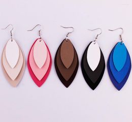 Boucles d'oreilles pendantes 3 couches Gradient Stackded Teardrop Leather Drops For Women Design Girl Gift