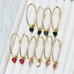 Boucles d'oreilles pendantes, 3 paires de breloques rondes en cristal de Zircon, mélange de couleurs, cadeau, vente en gros, 30459