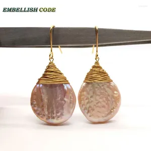 Boucles d'oreilles en peluche de 30 mm Faire Golden Crochet Oreille d'oreille Péach Pearles Baroque Énorme taille plaque de poire de poire Forme de bijoux inhabituel