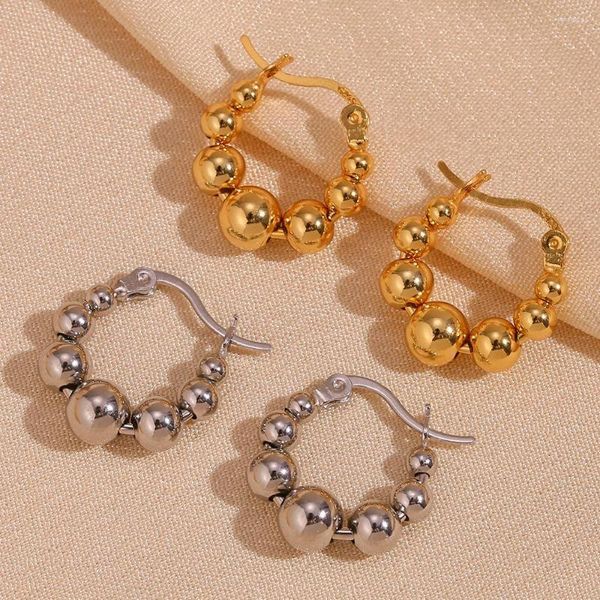 Dangle Boucles D'oreilles En Acier Inoxydable 316 Élégant Gradient Taille Perle Pour Les Femmes Étanche Dweatproof Non-fading Bijoux En Gros