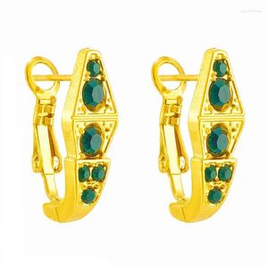 Boucles d'oreilles pendantes en acier inoxydable 316L, rétro, vert Transparent, avec Zircon Serpentine, anneau C, bijoux en métal titane