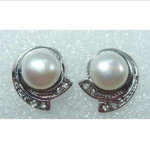 Boucles d'oreilles pendantes 3 couleurs! Belle boucle d'oreille en perles plates de culture 9-10mm, blanc/rose/noir