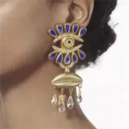 Boucles d'oreilles pendantes en métal plaqué or, 3 couleurs exagérées, en forme d'yeux pour femmes, bijoux ethniques Vintage, accessoires de broche