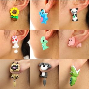 Pendientes colgantes 3D dibujos animados lindo Animal colgante mujeres arcilla polimérica hecho a mano colorido para joyería encantador cerdo perro mascota regalo