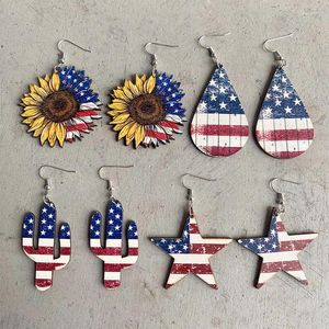 Pendientes colgantes 3 uds., 4 de julio, Día de la independencia, pendiente de estrella para mujer, chica, sirvienta, bandera americana, colgante de moda, joyería en forma de gota