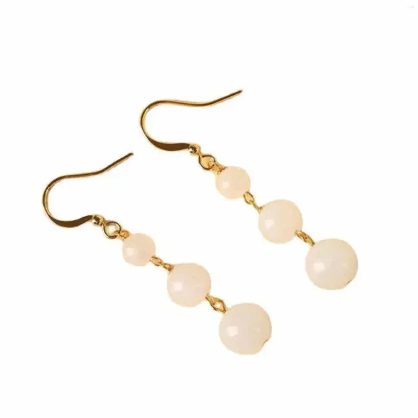 Boucles d'oreilles pendantes 4-8 mm en jade blanc naturel, accessoires d'aquaculture en or 18 carats, crochet pour Thanksgiving, cadeaux de vacances en eau douce