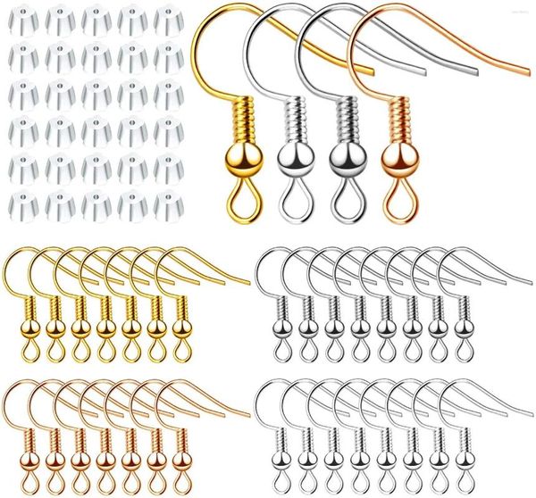 Orecchini pendenti 400 pezzi Ganci per orecchini di pesce ipoallergenici Fili per le orecchie con bobina a sfera e retro trasparente per la creazione di gioielli 4 colori