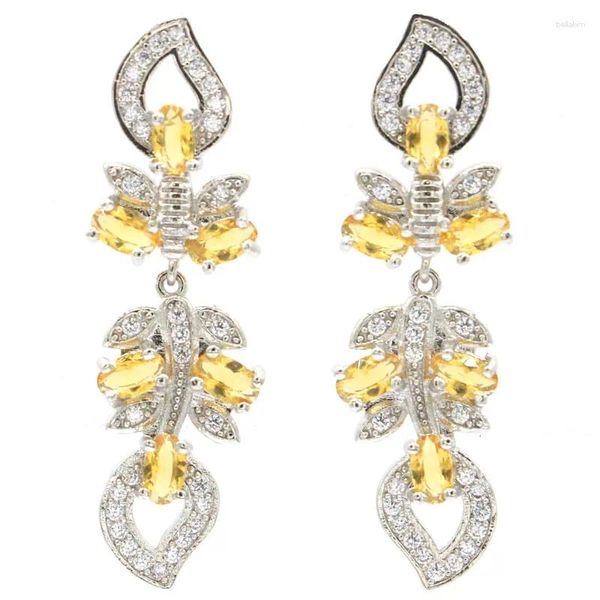 Boucles d'oreilles en peluche 40x12 mm empêcher les allergies dorées citrine violet tanzanite blanche cz femmes quotidien