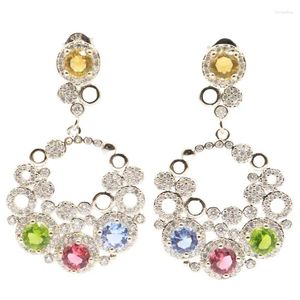 Boucles d'oreilles en peluche 45x25 mm multiples recommandent fortement violo tanzanite doré citrine péridot tourmaline blanc cz cadeau de mariage