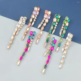 Boucles d'oreilles pendantes en strass brillant, 4 couleurs, goutte d'eau pour femmes, bijoux à la mode, accessoires de collection tendance pour filles