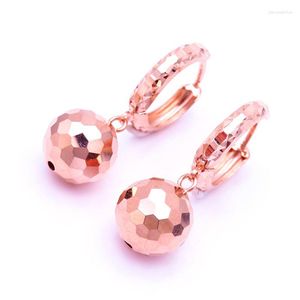 Pendientes colgantes 585 oro púrpura moda personalidad cuentas redondas geométricas para mujeres 14K rosa diseño único hermosa joyería de fiesta