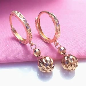 Boucles d'oreilles pendantes 585 violet plaqué or 14K Rose perle ronde longue pour les femmes classique Simple chinois mode bijoux de mariage