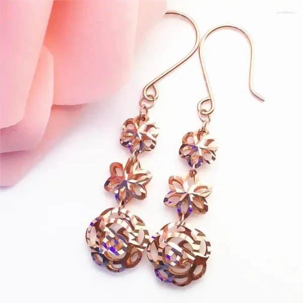 Pendientes de colgación 585 Púrpura Gold Colada de 14k Variedad de flores de flores Arete de borde para mujeres Diseño de moda Joyería de boda de lujo