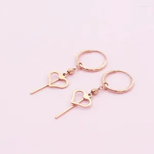 Boucles d'oreilles pendantes en forme d'or violet 585, méthode de port Multiple pour femmes, plaqué Rose 14K, visage lisse, bijoux ajourés pour Banquet