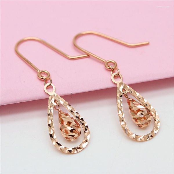 Dangle Oorbellen 585 Paars Water Drop Geometrisch Voor Vrouwen Exquisite Light Luxury Fashion Party 14K Rose Gold Sieraden Gift